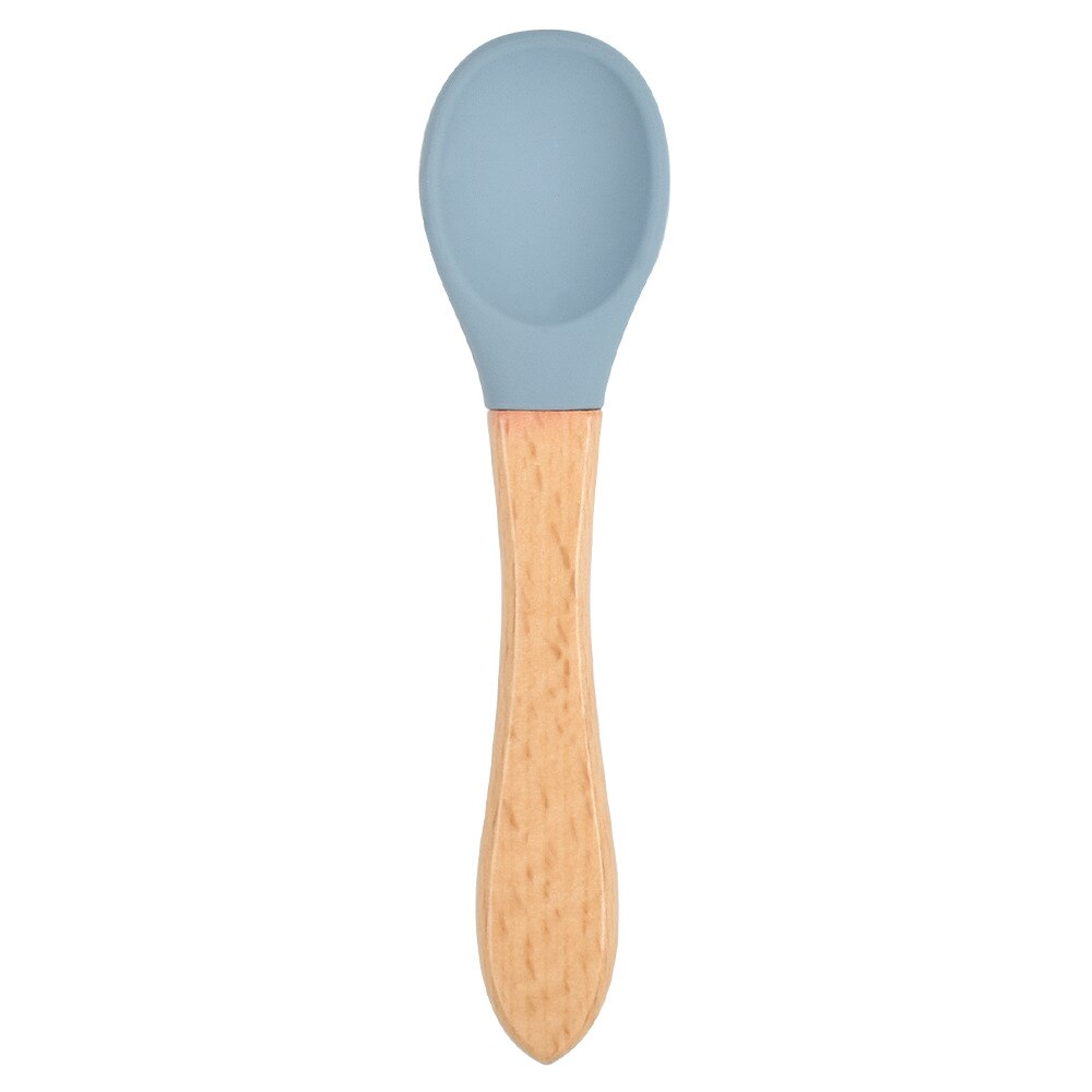Baby Lepel Snoep Kleur Veiligheid Baby Leren Houten Lepel Antislip Zachte Siliconen Lepel Kinderen Kids Jongen Meisje Voedsel voeden Gereedschap: 21