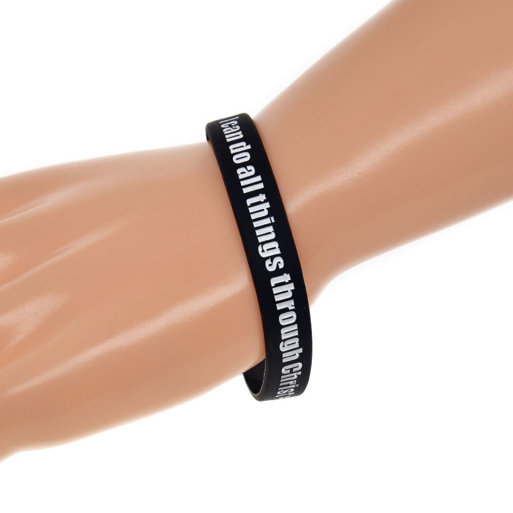 OBH 1PC I can do all things through christ who strengthens me Silicone Bracelet for Religion Faith