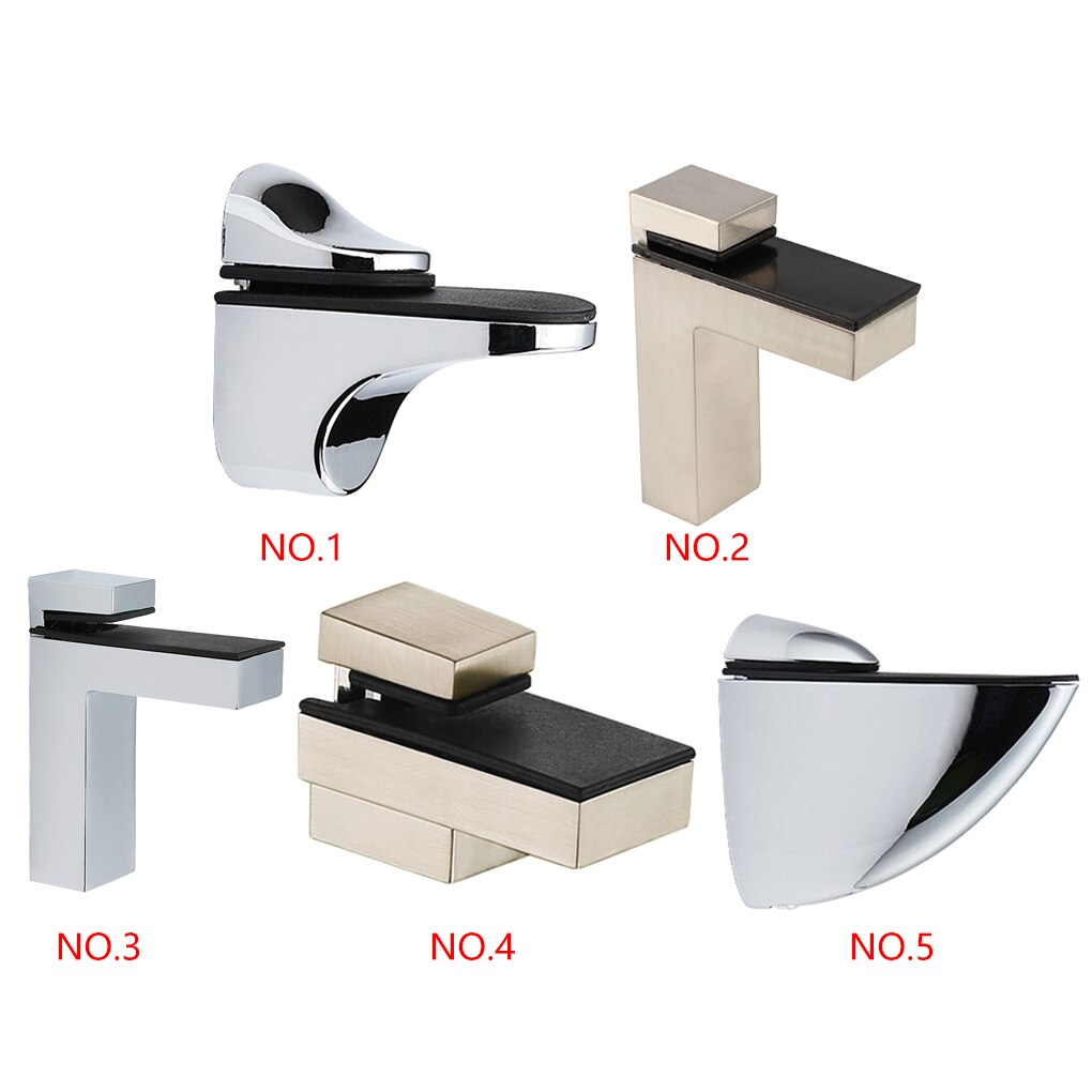 2pcs Adjustable 3-28mm Zinc Alloy Wood Shelf Holder Bracket Wall Mount Glass Shelf Bracket Fish Mouth Glass Clamp