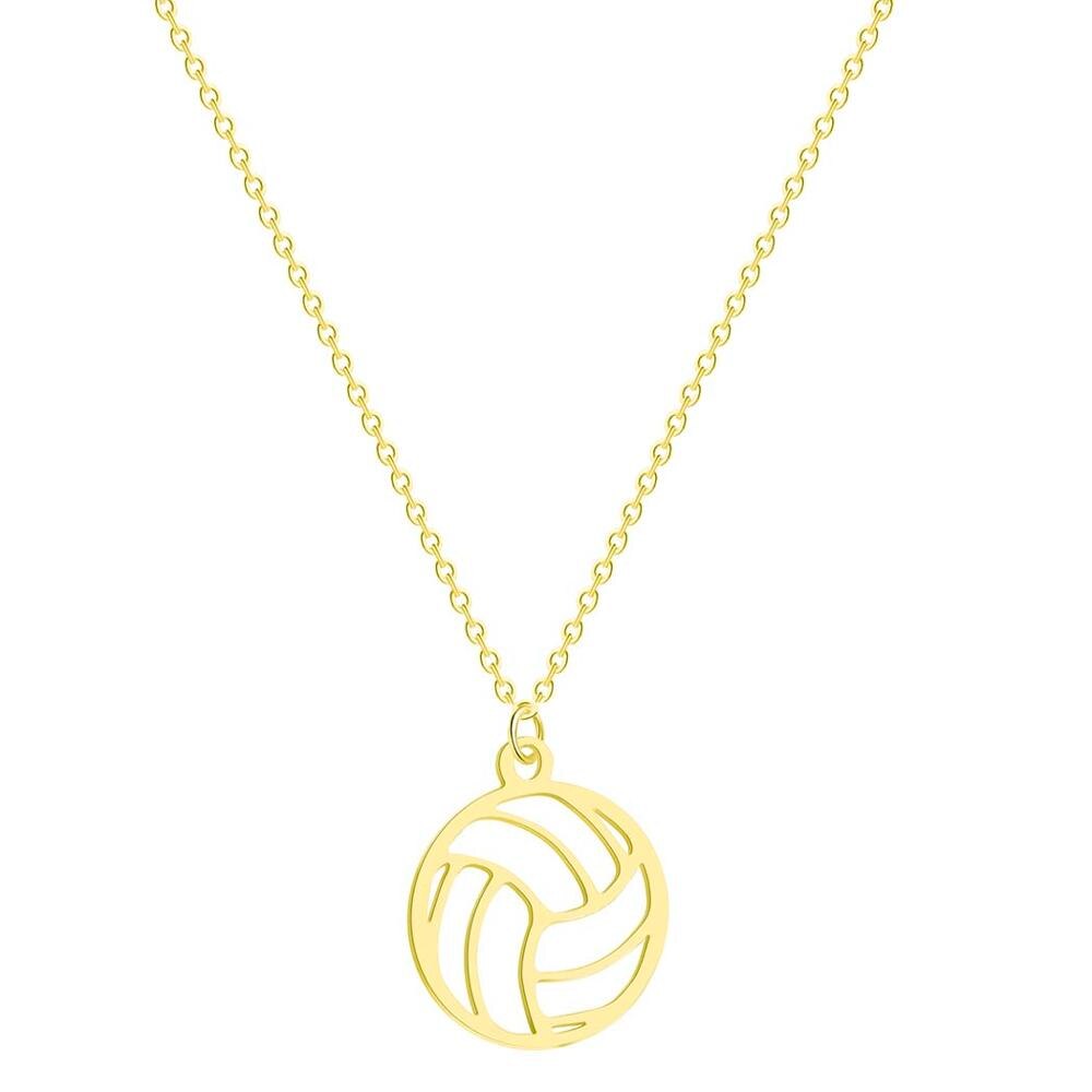 CHENGXUN-collar con dije de voleibol, joyería deportiva, colgante de bola de voleibol, hueco, ventilador deportivo de oro rosa: Color dorado