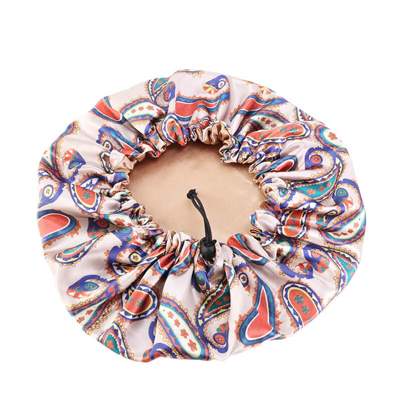 Ajustable 36cm Double-sided Hair Caps Reversible Satin Bonnet Hat Silky Night Sleep Cover Cap Hair Hat Hair Styling Accessories: Khaki