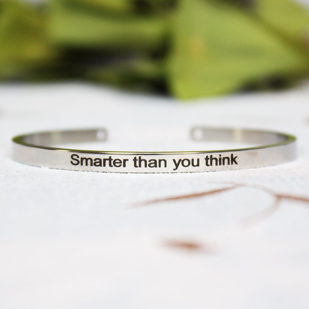 4mm Quotes Mantra Bracelets 316L Stainless Steel Open Cuff Bangle Female Inspirational Jewelry Bracelets SL-149: P