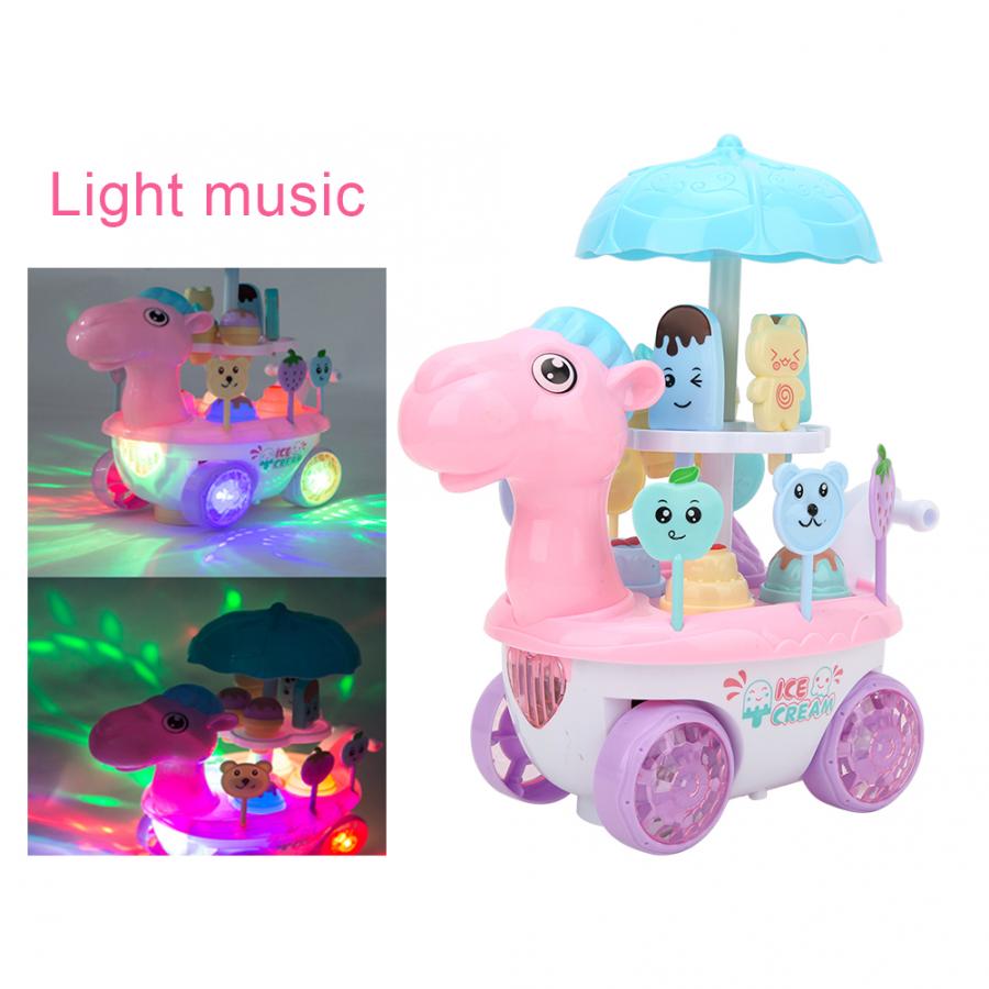 Electric Mini Ice Cream Trolley Cart Kids Pretend Play Toys Food Dessert Cart Toy Children Educational Toys