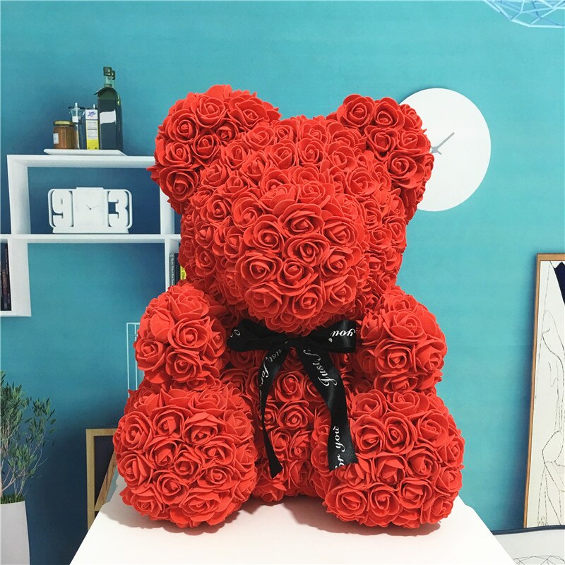 40cm Cute Rose Flower Teddy Bears Foam Bears Wedding Home Decorations Birthday Valentines's D Love Bear Dolls