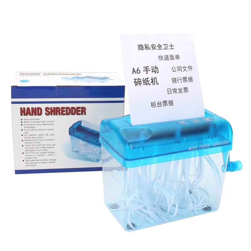 Portable Mini Shredder Household A6 Paper Shredder Small Office Silent Paper Shredder Hand-cranked Documents Cutting Machine