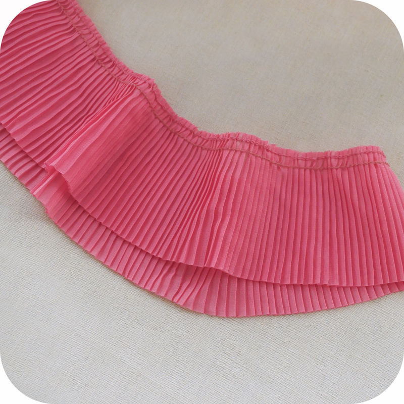 65mm 120D szyfonowa, plisowana taśma koronkowa DIY odzież robić szycia i tkanina czarna biała czerwona różowa koronka przycinanie sukienka odzież dekoracja: róża czerwony