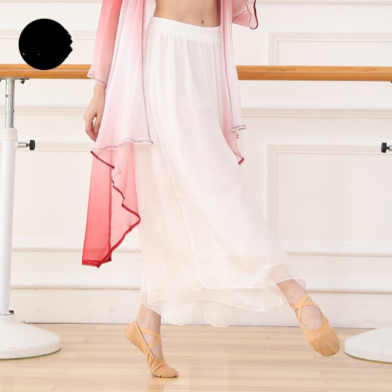 Pantalon Long léger avec fente latérale pour femme, sarouel ample à deux couches, couleur contrastée, tenue d'entraînement pour danseuse, rouge-blanc