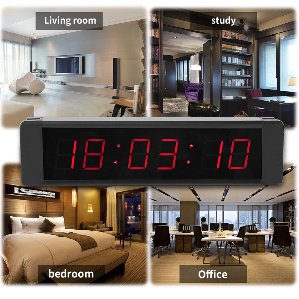 6 Digits led Display Electronic Clock Timer 12H / 24H LED Countdown Clock IR Remote Gym Fitness Training Count Up Countdown Time