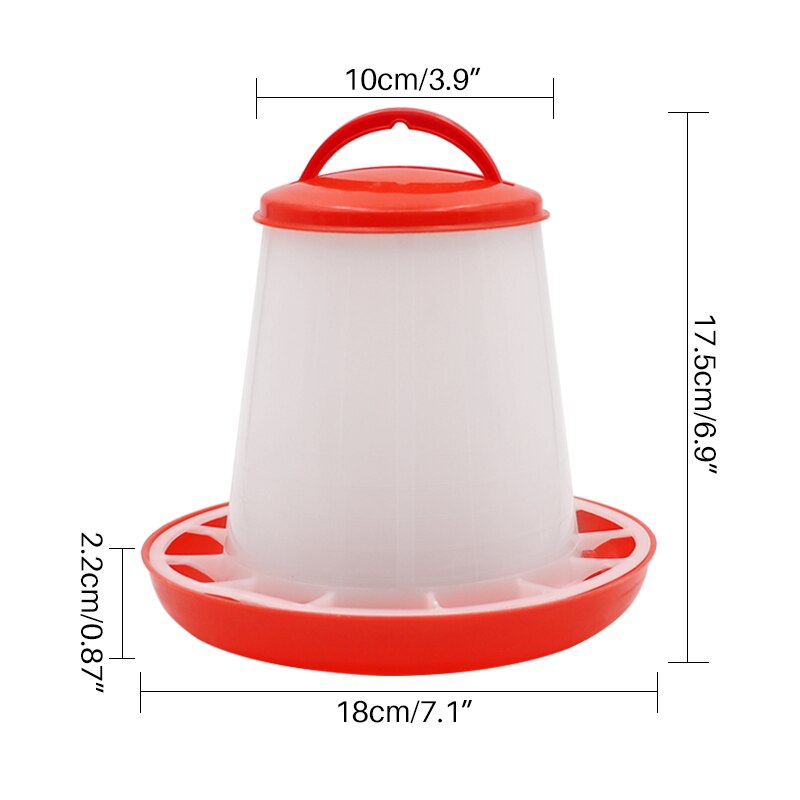 1.5kg Chicken Feeder Bucket Poultry Food Feeding Tools Chicken Chick Hen Poultry Lid Handle Pail Feeding Watering Supplies: Default Title