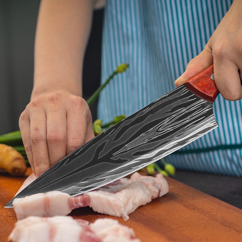 Stainless Steel Chef Knife Handmade Meat Cleaver Boning KnifeTraditional Chinese Slaughter Knives Vegetable Cutter Cooking Tool