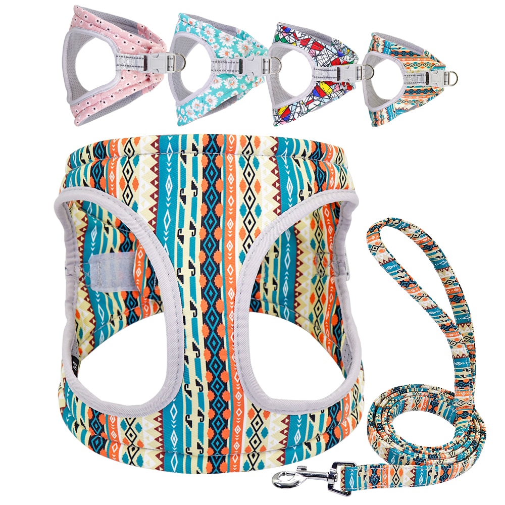 Reflecterende Kleine Hond Harnas Vest En Leash Set Nylon Mesh Honden Kat Harnas Leiband Voor Chihuahua Puppy Pet Product Verstelbare