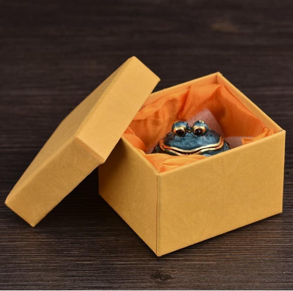 Frog Figurines Trinket Box Earrings and Necklace Hand-Pinted Jewelry Storage Box