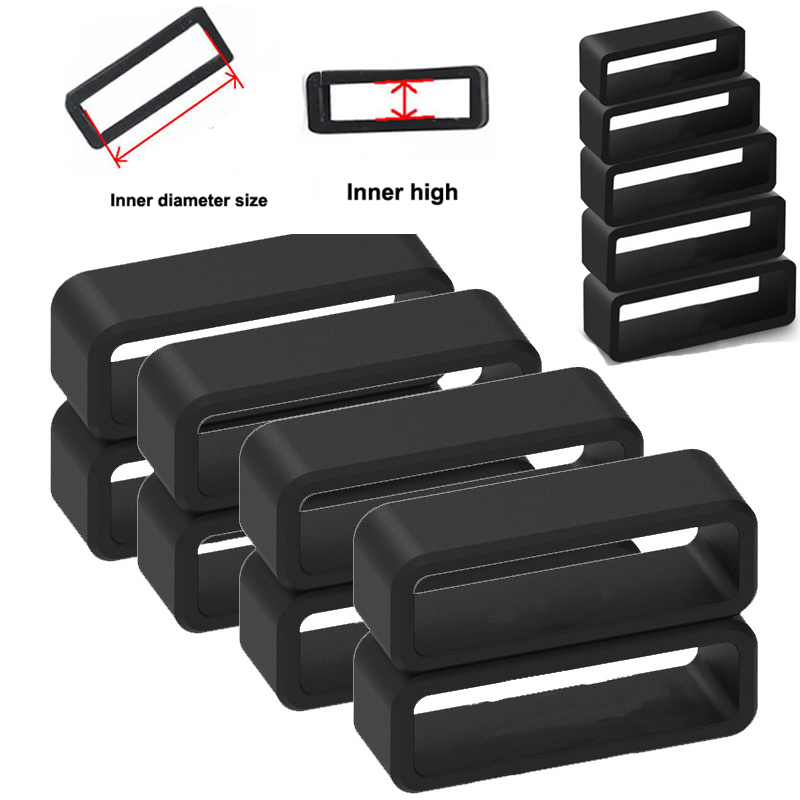 2Pcs 5Pcs 10Pcs Black Watchband 12 14 16 18 20 22 24 26mm Silicone Band Rubber Strap Loops Ring Accessories Holder Locker