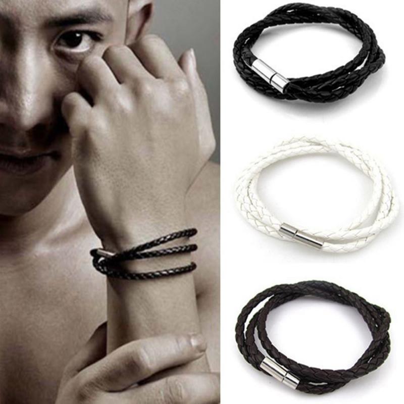 Lederen Armbanden Polsband Voor Mannen Mode Lederen Charme Armband Handgemaakte Ronde Touw