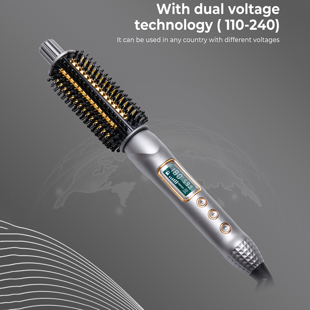 Verwarmde Krulborstel Keramische Ionische Haarkrultang Thermische Borstel Elektrische Ronde Borstel Anti-Scald Krultang Styling Kam