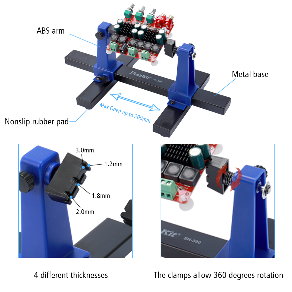 Universal Adjustable Welding Auxiliary Clip Holder Clamp PCB Soldering Gripper with Metal Base