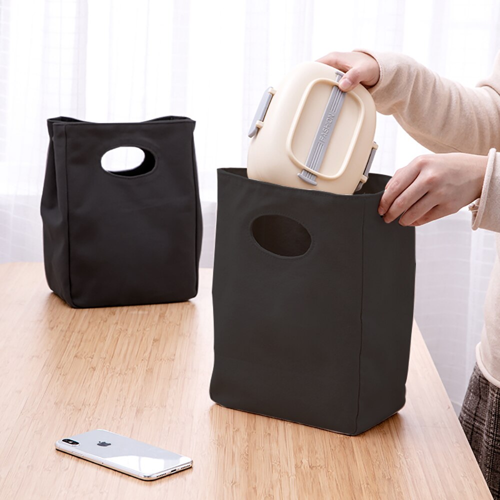 Lunch Bag Handle Insulation Cooler Bag Lunch Box Picnic Travel Portable Food Storage White Picture Printed Thermal Food Bag