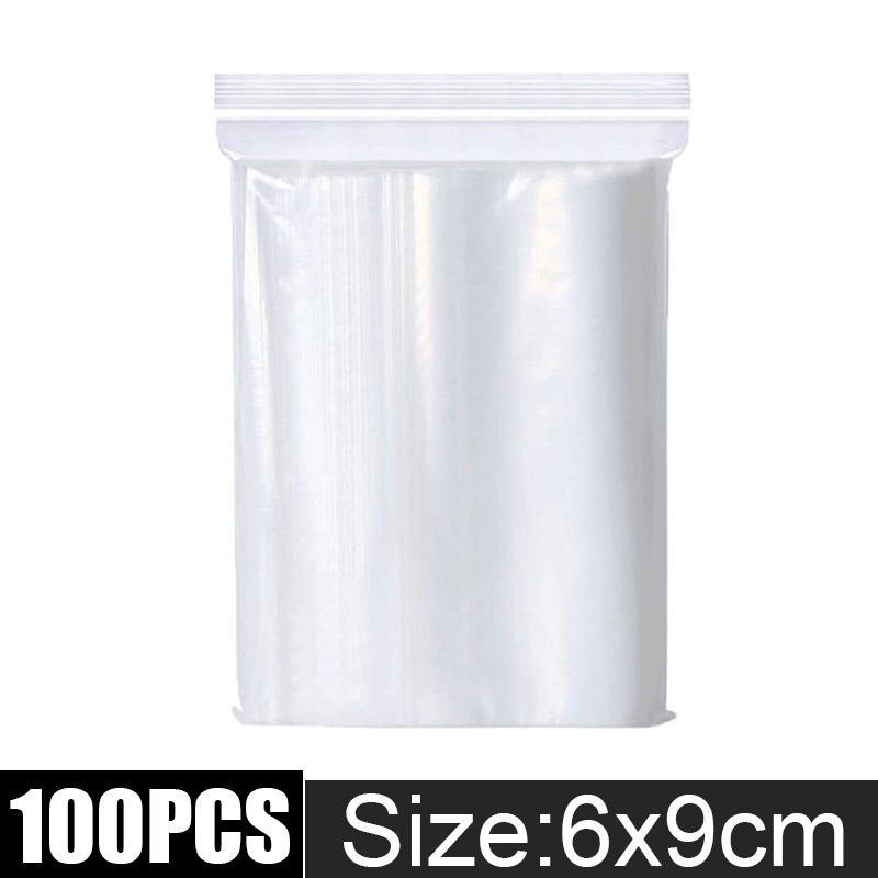 100-500pcs Thicken Zipper Self-sealing Bags Plastic Clear Reusable Small Packing Jewelry Storage Bag Reclosable Poly Bag Pouches: L / Red