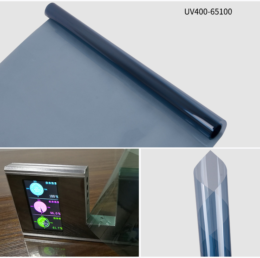 2 stuks van combinatie 39.4 inchesx16.4ft VLT65 % Lichtblauw Glasfolie 100% UV nano keramische solar tint Auto Folie
