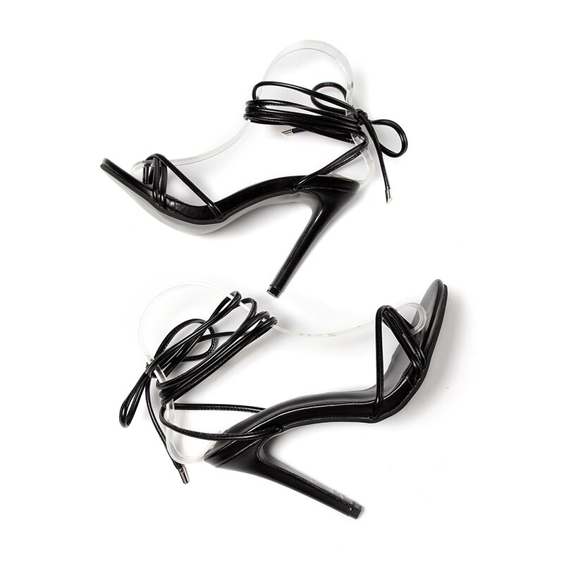 Sandálias femininas de verão de 2020, salto fino tornozelo, sandálias cruzadas, femininas, vestido de salto alto peep toe, 10.5cm sapatos de festa,