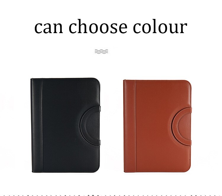 A4 Binder Folder PU Leather Portable Manager Padfolio Large Office Document Organizer Briefcase with Calculator Filing Products