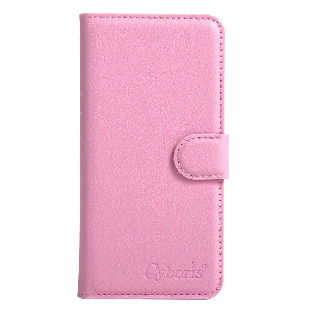 Funda para Motorola Droid Turbo 2 Cyboris para Moto X Force XT1585 XT1581 Flip Lichee Funda de cuero PU con tarjeta ranura para los titulares: Rosa