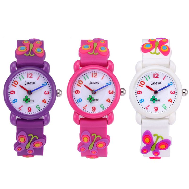 Kid 3D Vlinder Siliconen Waterdicht Horloge Voor Meisje Kinderen Horloges