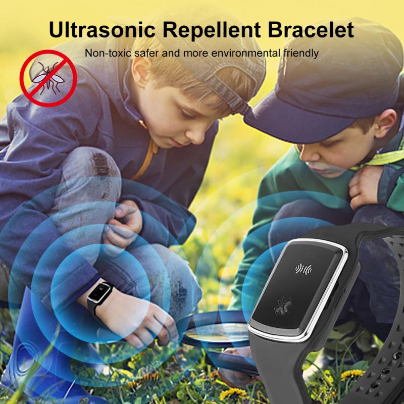 Ultraääni hyttyskarkotin rannerengas usb ladattava  ip67 vedenpitävä ranneke anti hyönteisten anti hyttyskarkotteet katsella