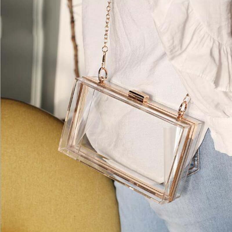 Transparent Ladies Bag Acrylic Color Box Brand Ladies Evening Dress Portable Messenger Bag Wedding Female Clutch Bag