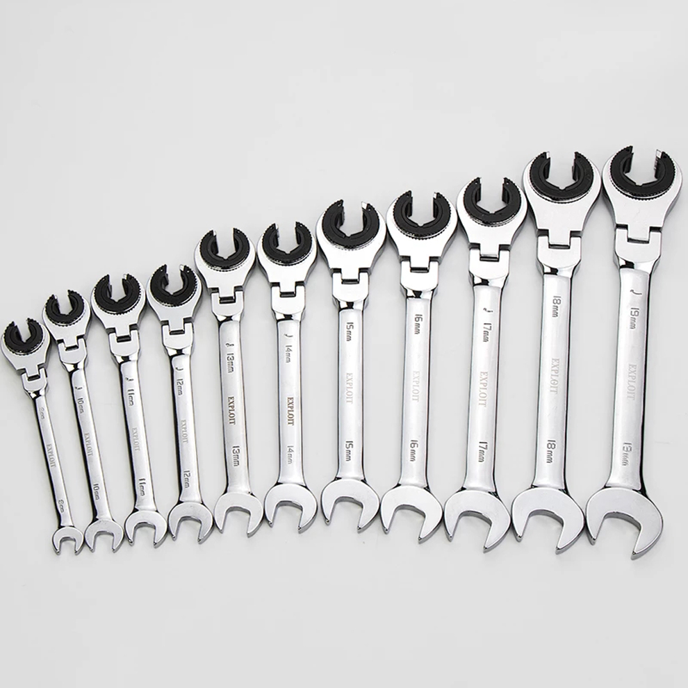 Opening Tubing Ratchet Wrench Spanner Combination Wrenches Set Flex-head Fixed Head Metric Open End Gears Ring Wrench Set
