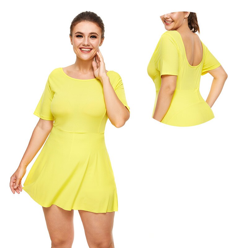 CUGOAO-vestido deportivo de gran tamaño para mujer, ropa deportiva con pantalones cortos, cuello redondo, bádminton, gimnasio, Fitness, talla grande 4XL