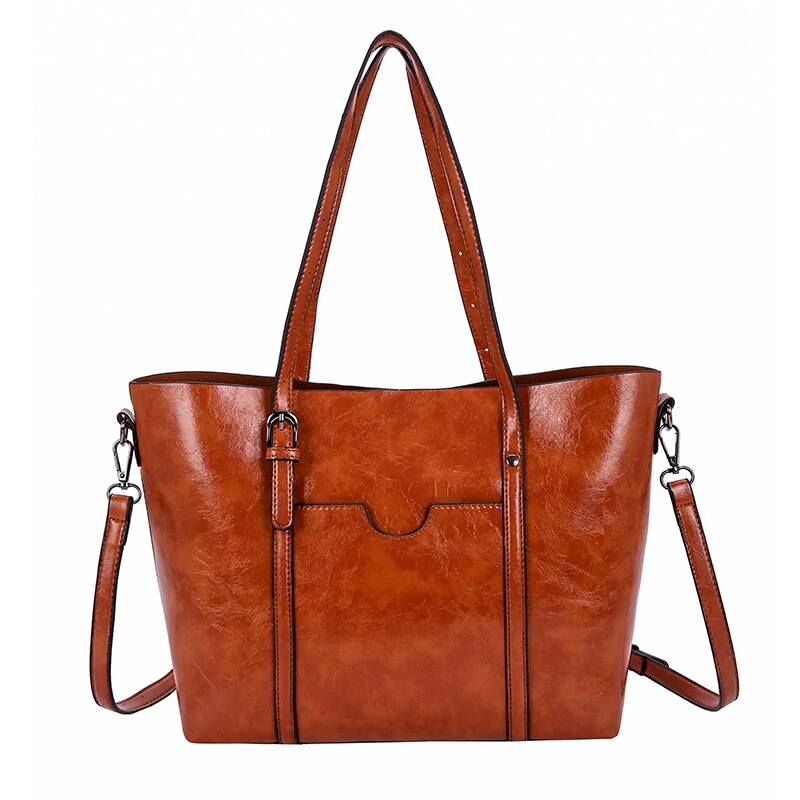 Bolso grande de piel sintética para mujer, bandolera de famoso, informal,: brown2