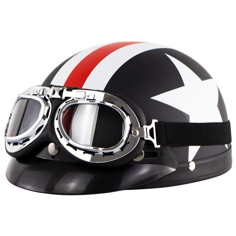 Moto Casco Motorcycle Helm Half Helm Retro Capacete Motociclistas Capacete Met Goggles Half Open Gezicht Vintage