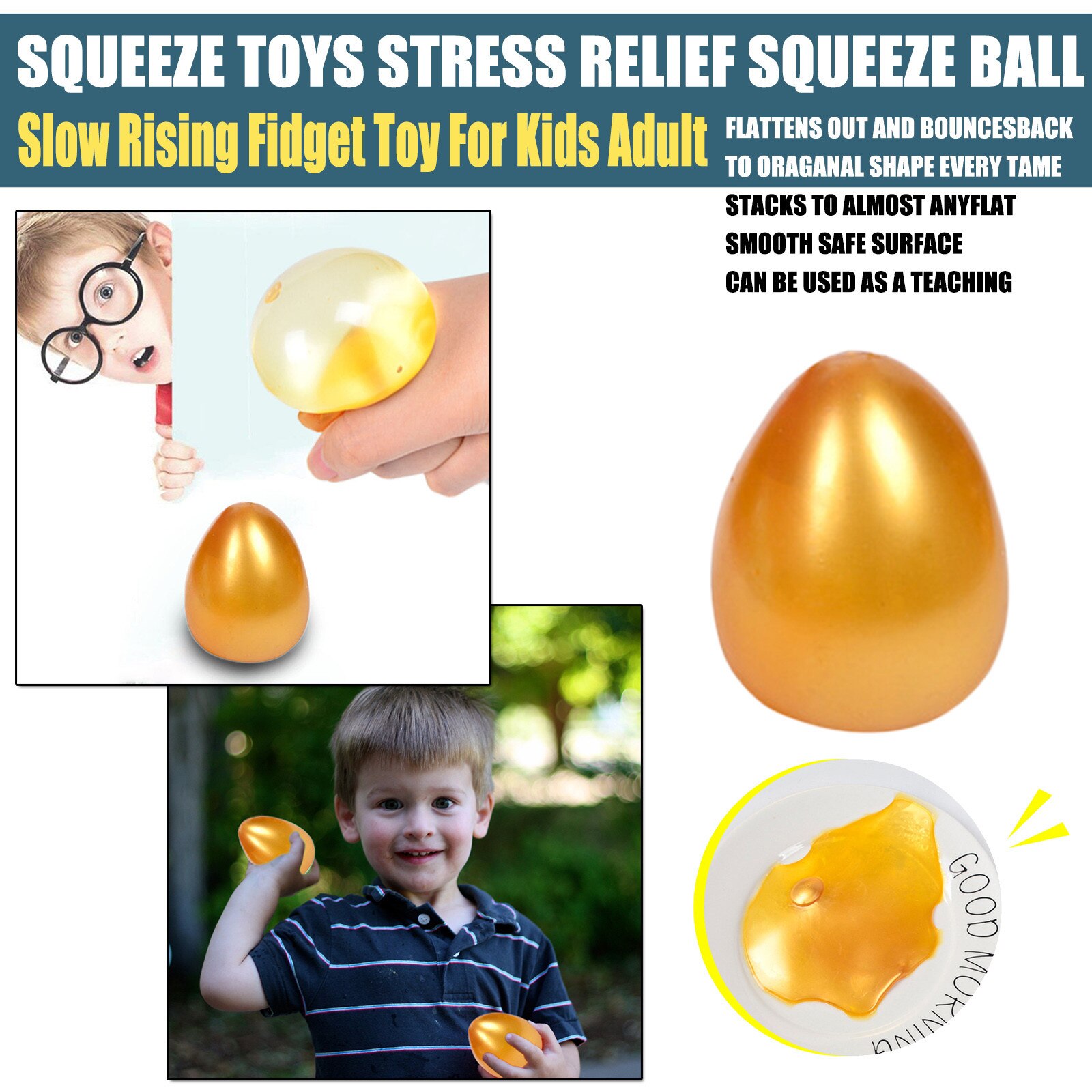 Squishy Stressabbau Glod Ei Langsam steigend Dekompression freundlicher Erwachsene Spielzeug freundlicher Weihnachten Dekoration Spielzeug Dekor Abreact Weichen