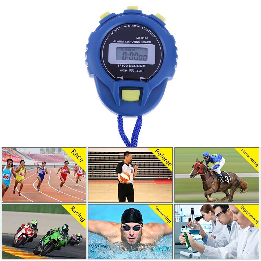 Digitale Sport Stopwatch Chronograaf Professionele Handheld Lcd Timer Stop Watch Sport Alarm Met String Elektronische Stopwatch