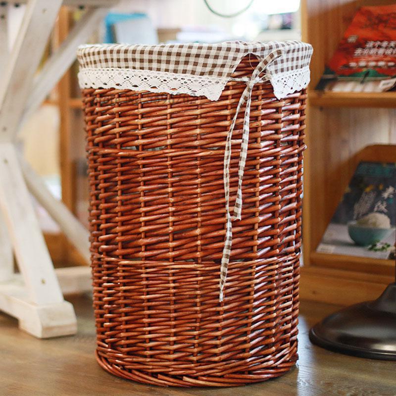Clothes storage basket hamper laundry barrel rattan large clothing toy tweezers household with cover: Old  farmer  3