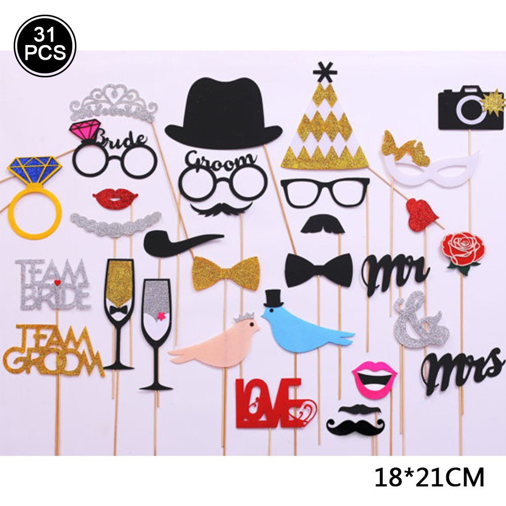Accessoires Photo à main en or Rose, moustache de jeu de mariage, décor d&#39;anniversaire pour enfants, accessoires Photo, masque de déguisement enterrement de vie de jeune fille