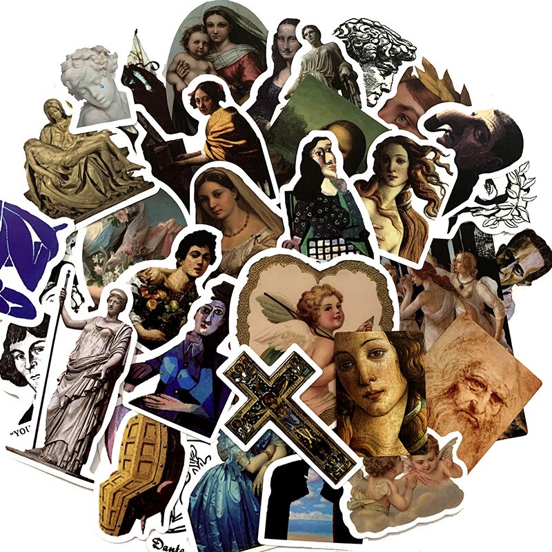 50/100pcs Renaissance artist Stickers For Car Laptop PVC Backpack Home Decal Pad Bicycle Waterproof Decal