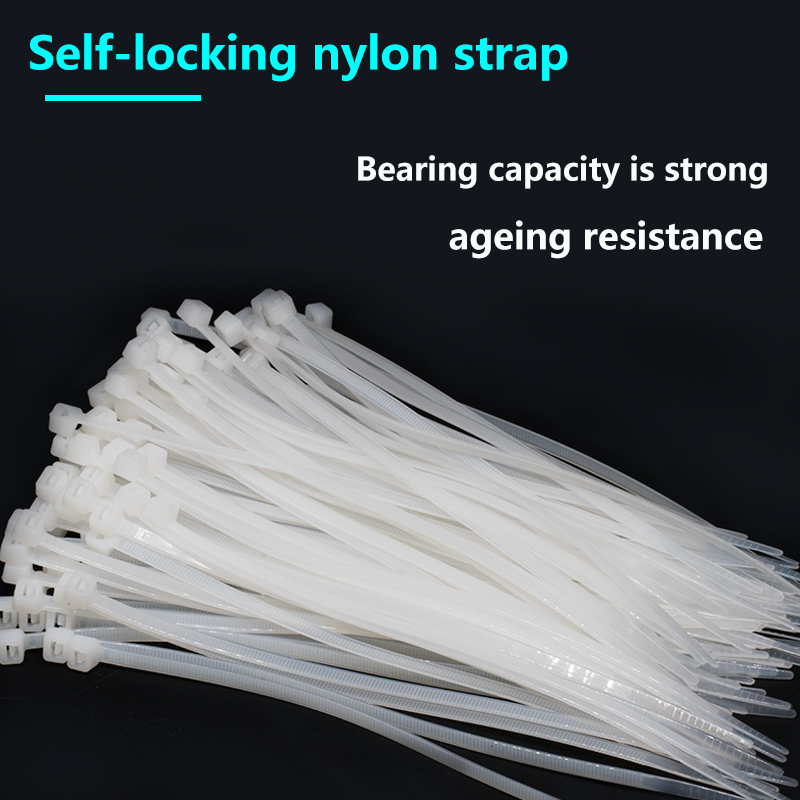 Zelfsluitende nylon binding band 4*200mm grote binding band plastic sluiting retainer binding band wit/ zwart 5*250 8*300 kabelbinder