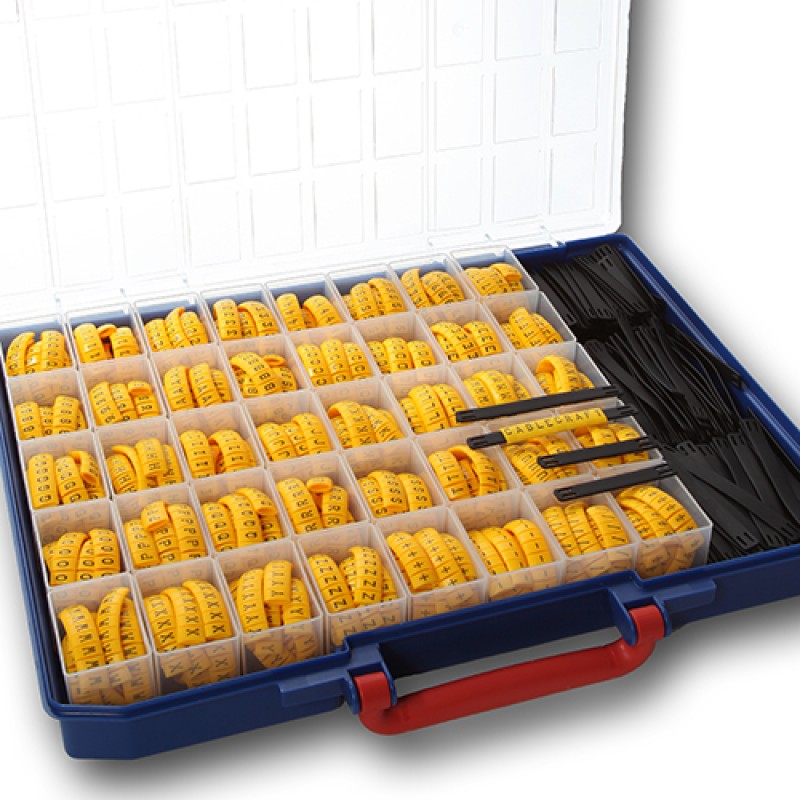 330PCS black on yellow Route Marker Kit K-Type Cable marker tags cable number markers for cables to A to Z numbers 0 to 9: SKY BLUE