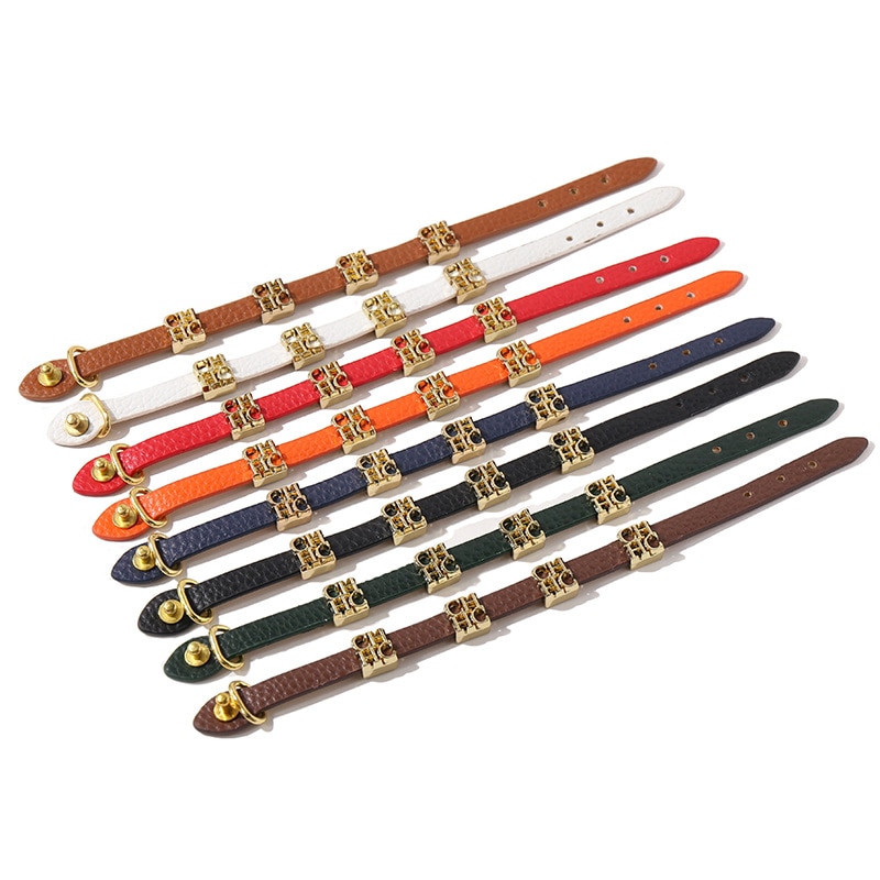 Titanium steel glossy gold CH lettered double loop leather bracelet for women