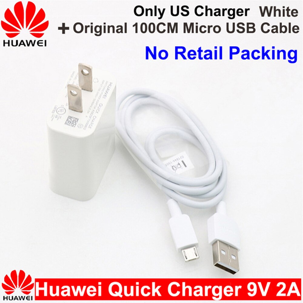 Huawei-cargador rápido 9V2A, adaptador de carga rápida QC2.0 para UE/EE. UU./Reino Unido, Cable Micro USB/Tipo C para Mate 7, 8, 10Lite, P8, 9, 10Lite, Honor 8: US x Micro USB Cable