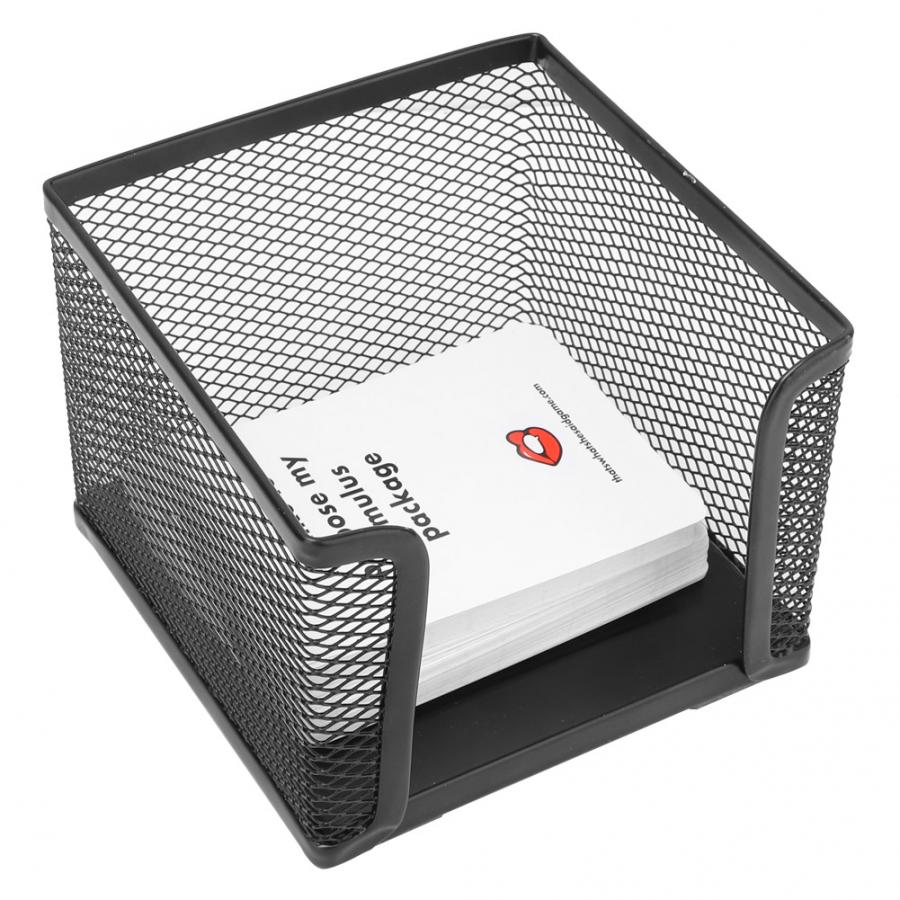 1pc Black Metal Mesh Box Home Office Pen Pencils Business Sticky Note Desk Shelf Card Holder Case Stand Desktop Organizer