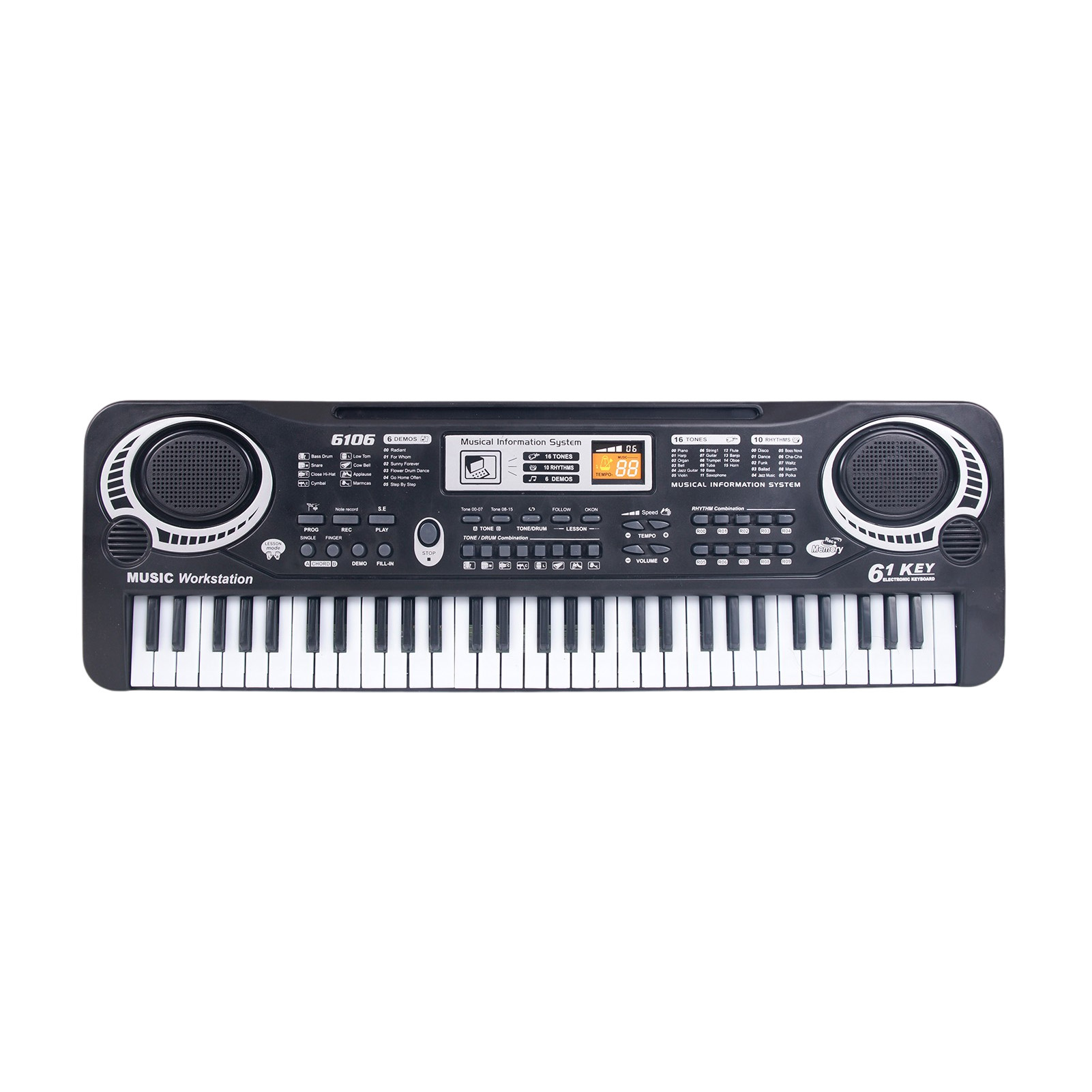 Schwarze elektronische Tastatur, 61 Tasten, schwarze digitale Musik, elektronische Tastatur, elektrisches Klavier, freundlicher-Musikinstrument