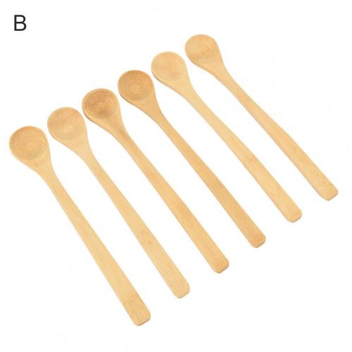 6 Stks/set Houten Lange Handvat Mini Kinderen Thuis Servies Honing Geneeskunde Lepel Melk Honing Soep Lepel Keuken Accessoires: B