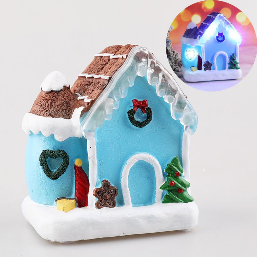 Christmas Snow House Led Light Christmas Decoration for Home Year Kids Resin Christmas Scene Village: 7