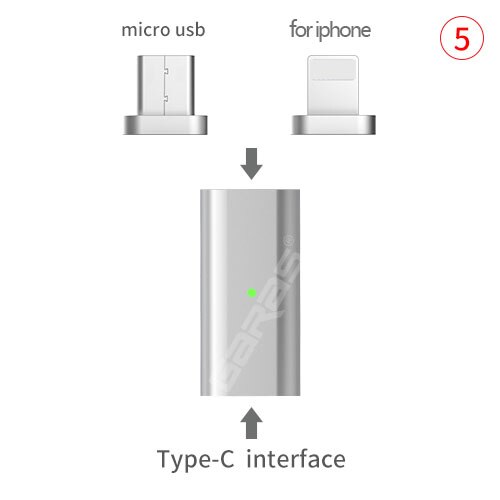 GARAS Type-C To Micro/For iPhone Magnetic Adapter For iPhone/Android 3in 1 Data Cable Converter Adapter Type C To Micro USB C: TypeC to micro 8PIN