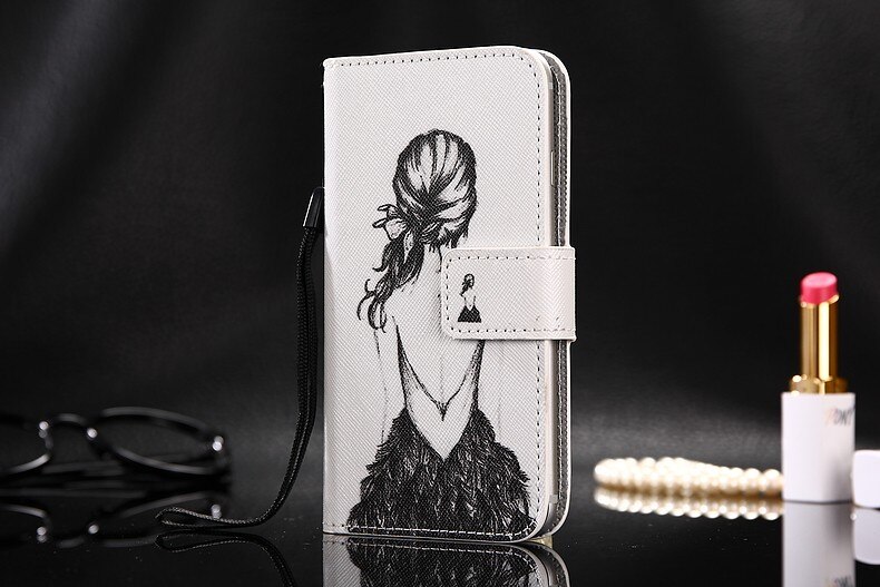 Capa de couro da aleta para bq 5540l rápido pro carteira titular do cartão telefone habitação: Back shadow girl