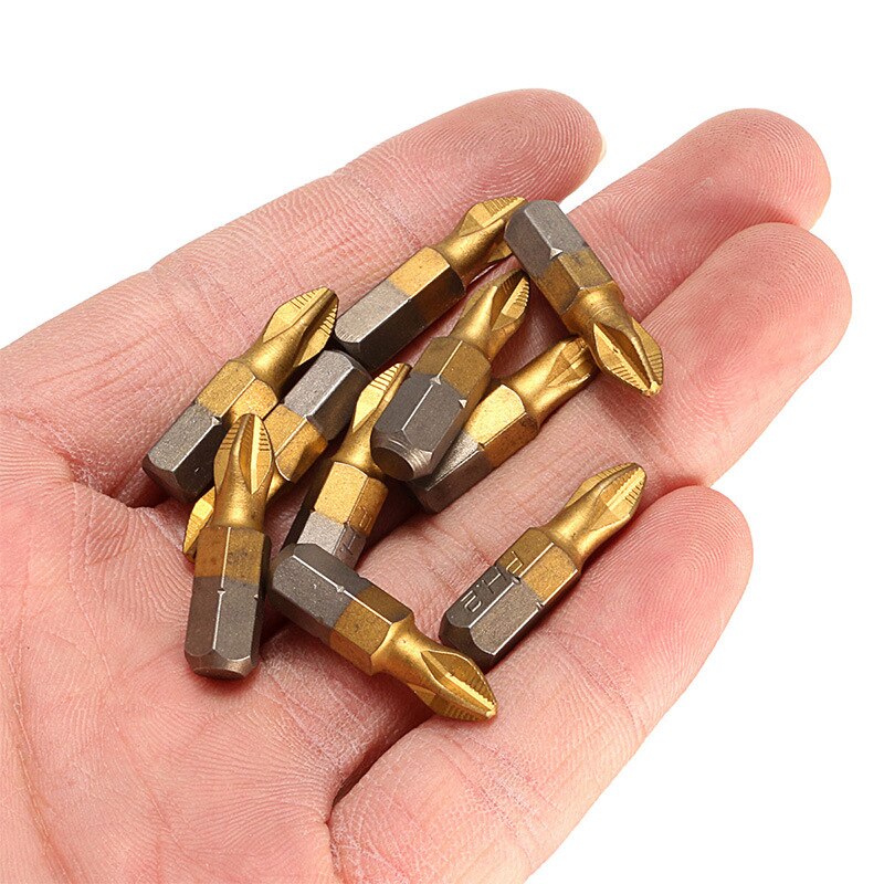 5/10pcs Anti Slip Electric Screwdriver Bits 1/4 Hex Shank Titanium Coated Screwdriver Bits PH2 Magnetic Electric Screwdriver Bit
