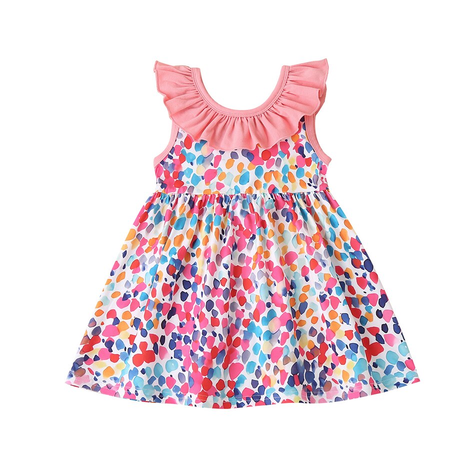 Leuke Baby Meisjes Mouwloze Bloem Print Jurken Kleding Kinderen Zomer Prinses Jurk Kinderen Party Ball Pageant Jurk Outfit: A / 9 to 12M